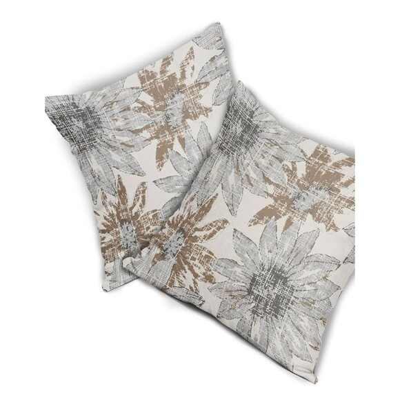 Set of 2 Pillow Cover 16 x 16 Inch Retro Sunflowers Brown Gray Decorative - Picture 1 of 6